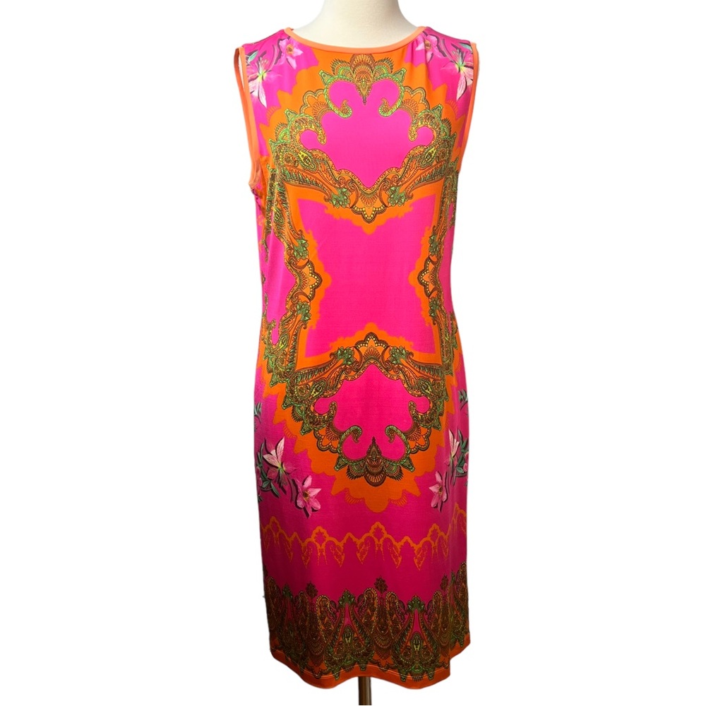 Basler Fuchsia & Orange Tank Dress 10